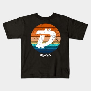 Digibyte Cryptocurrency DeFi Crypto Vintage Sunset Kids T-Shirt